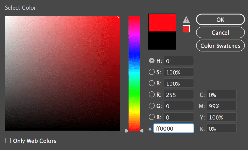 Adobe Color Picker Window